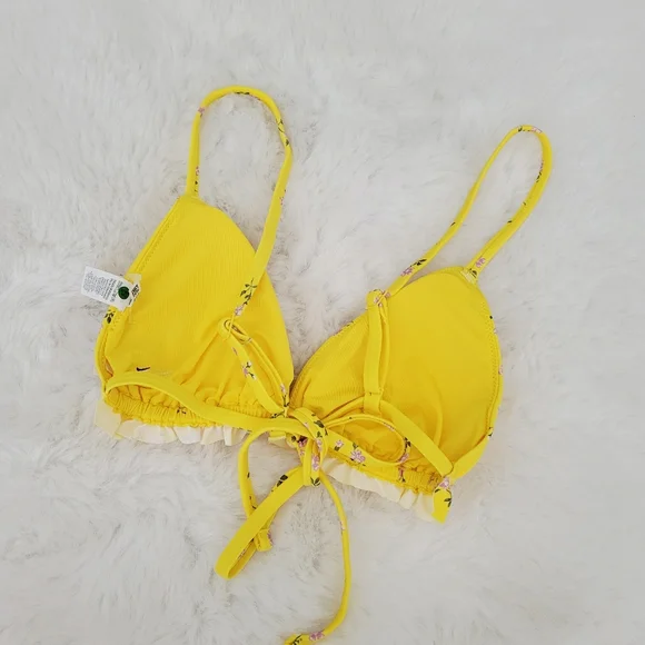 🐠AERIE PRINTED RUFFLE TRIANGLE BIKINI TOP SIZE S - Picture 7 of 8